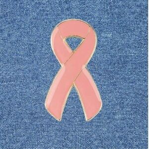 Pink Ribbon Breast Cancer Awareness Enamel Pin Gold Tone Lapel Hat Bag Accessory